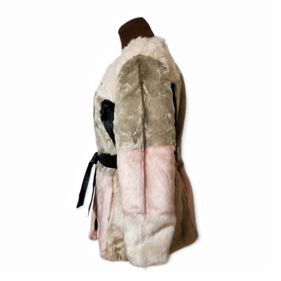 WD NY Faux Fur Pink and Beige Jacket Woman Size XL - Picture 4 of 8